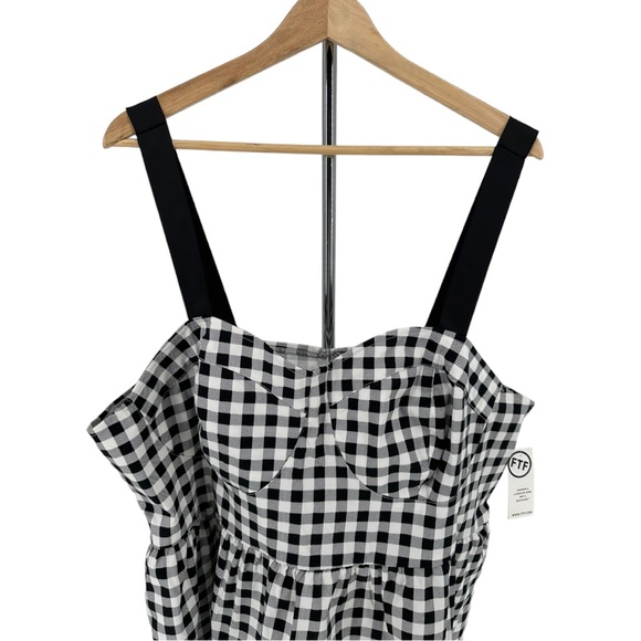 Fashion to Figure Black White Gingham Peplum Tank Top size 2 2X NWT - Picture 4 of 14